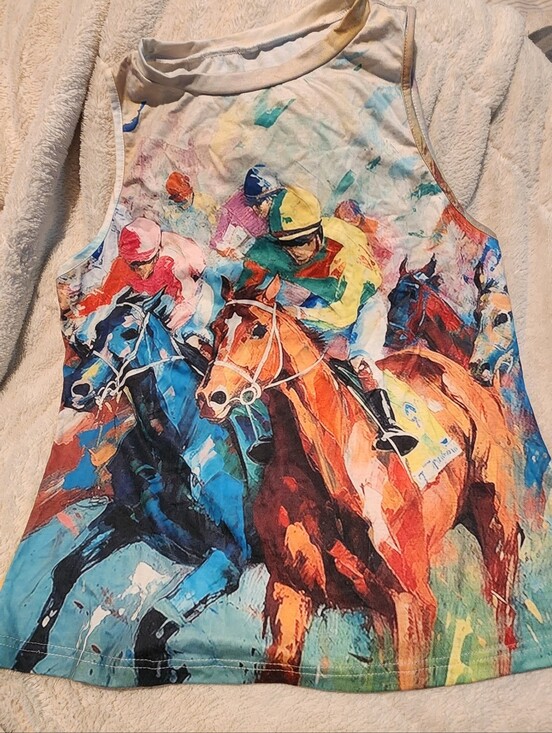 Tops - Colorful Horse Racing Graphic Tank Top